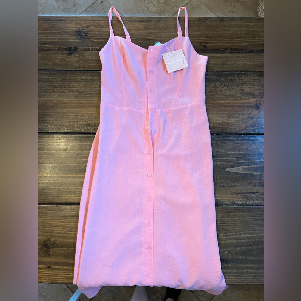 Pink Kittenish button down dress